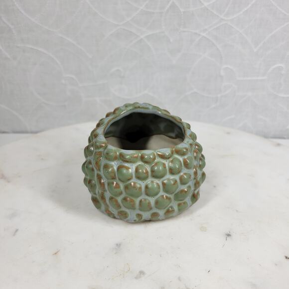 Retro Hedgehog Planter Small 2.5" Green Ceramic Flower Cactus Succulent Pot - Picture 7 of 14